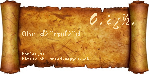 Ohr Árpád névjegykártya